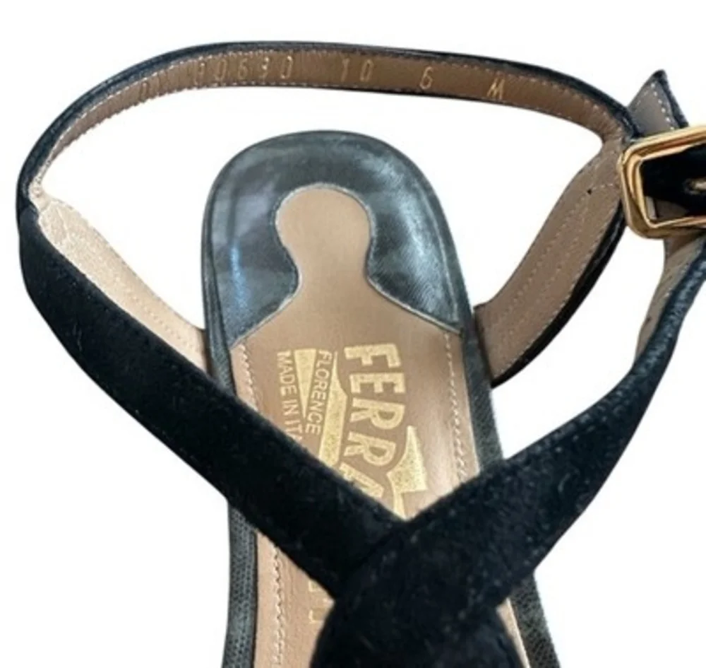 Salvatore Ferragamo Lizard Print Sandals Women’s Size 6M Italian Luxury Shoes